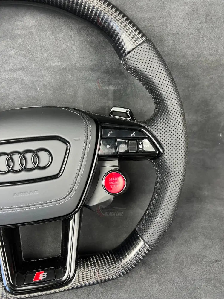 Volante Deportivo Audi S de Carbono y Cuero Perforado con Drive Select Start Engine Stop Levas y Airbag Incluido