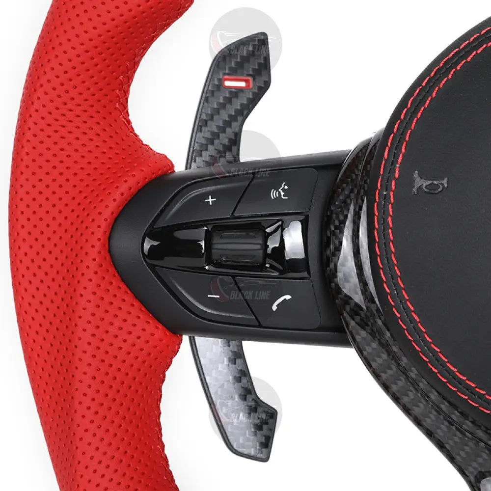 Volante Deportivo BMW M Performance de Carbono y Cuero Rojo Perforado con Levas y Airbag Incluido
