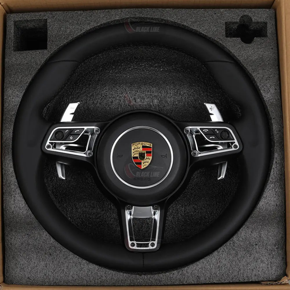 Volante Deportivo Porsche de Cuero Negro con Mandos Multifunción Levas de Cambio y Airbag Incluido