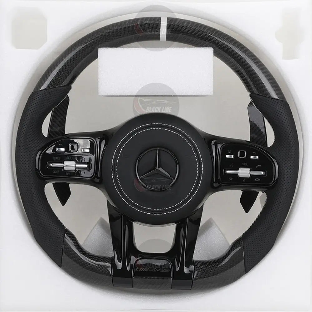 Volante Mercedes AMG Carbono + Negro Perforado | Levas + Multifunción