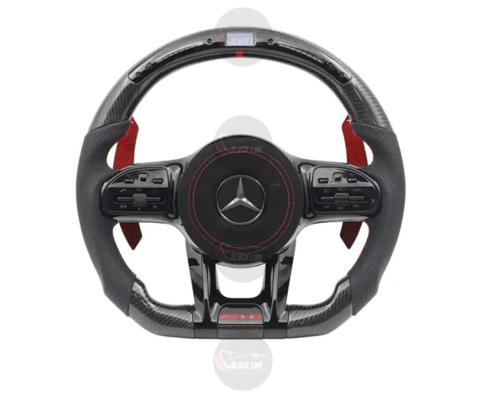 Volante Mercedes-AMG Personalizado en Fibra de Carbono Cuero Perforado y Pantalla LED con Airbag Incluido