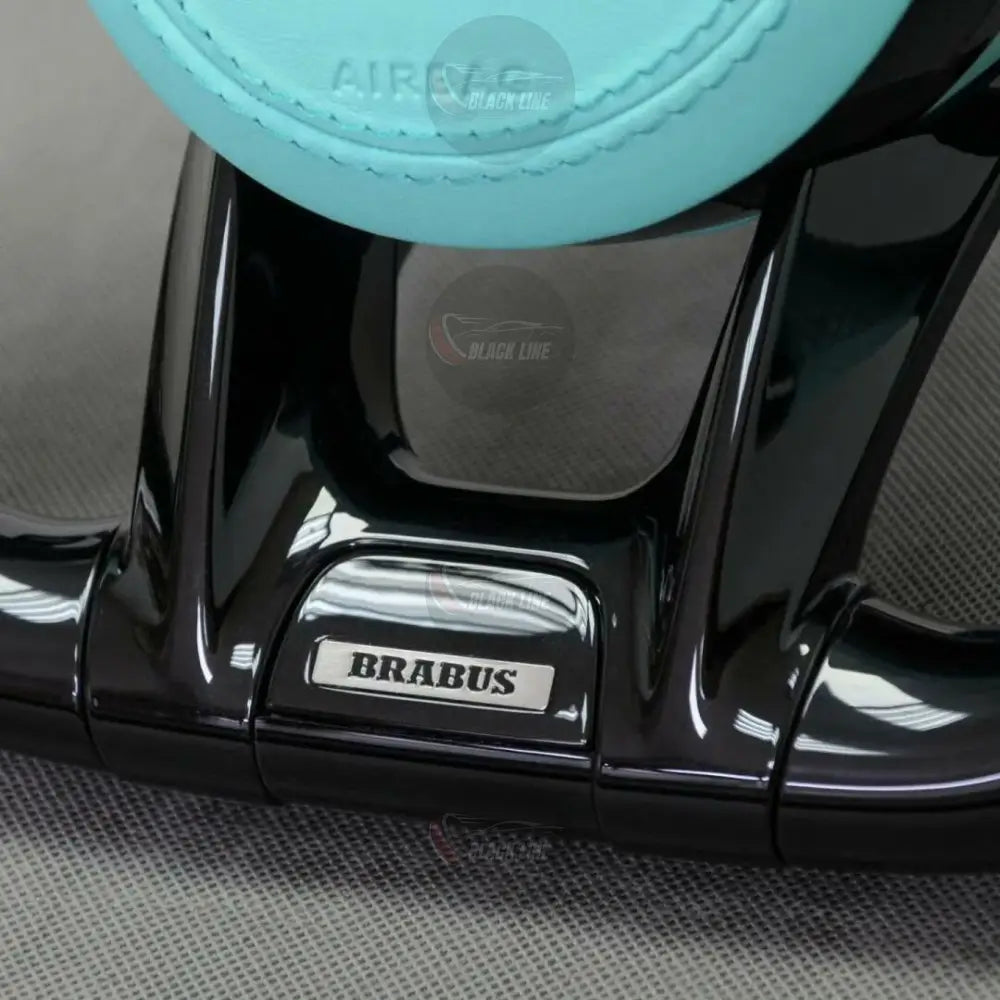 Volante Mercedes-Benz BRABUS Personalizado en Cuero Turquesa y Negro Brillante con Airbag Incluido