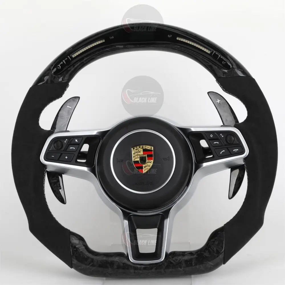 Volante Porsche deportivo en fibra de carbono forjada Alcántara y pantalla LED con airbag incluido