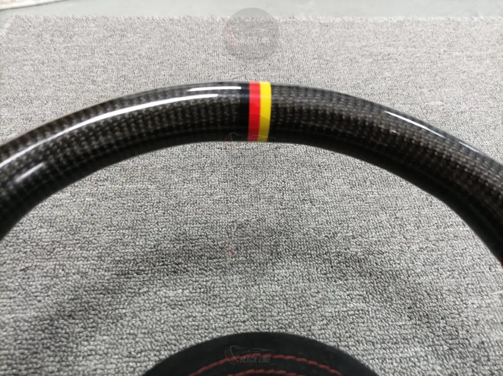 Volante Volkswagen R de Carbono y Alcántara | Doble Achatado Costuras Rojas Mandos Multifunción y Airbag