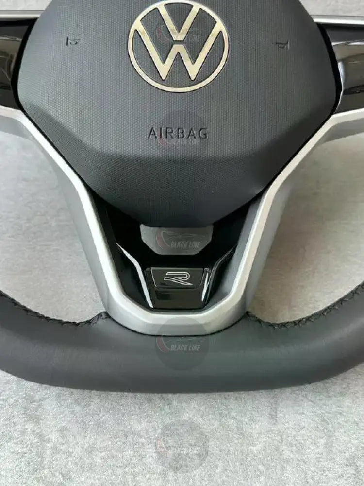 Volante Volkswagen R-Line en Cuero Negro Perforado con Multifunción Detalles R y Acabado Negro Brillante