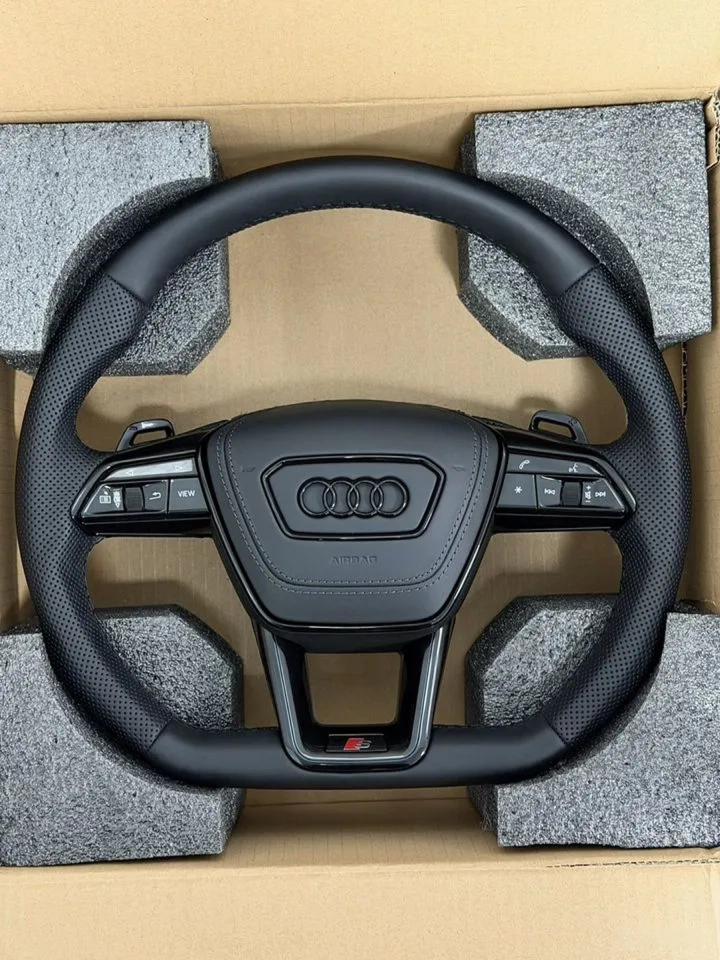 Volante Audi S/RS Sport en Cuero Negro Perforado con Levas y Multifunción