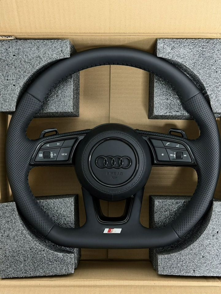 Volante Audi S line | Cuero Negro Perforado, Multifunción y Levas